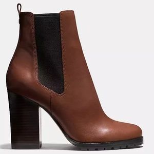 Brown Coach Odelle Sydney Leather Booties Ankle Boots